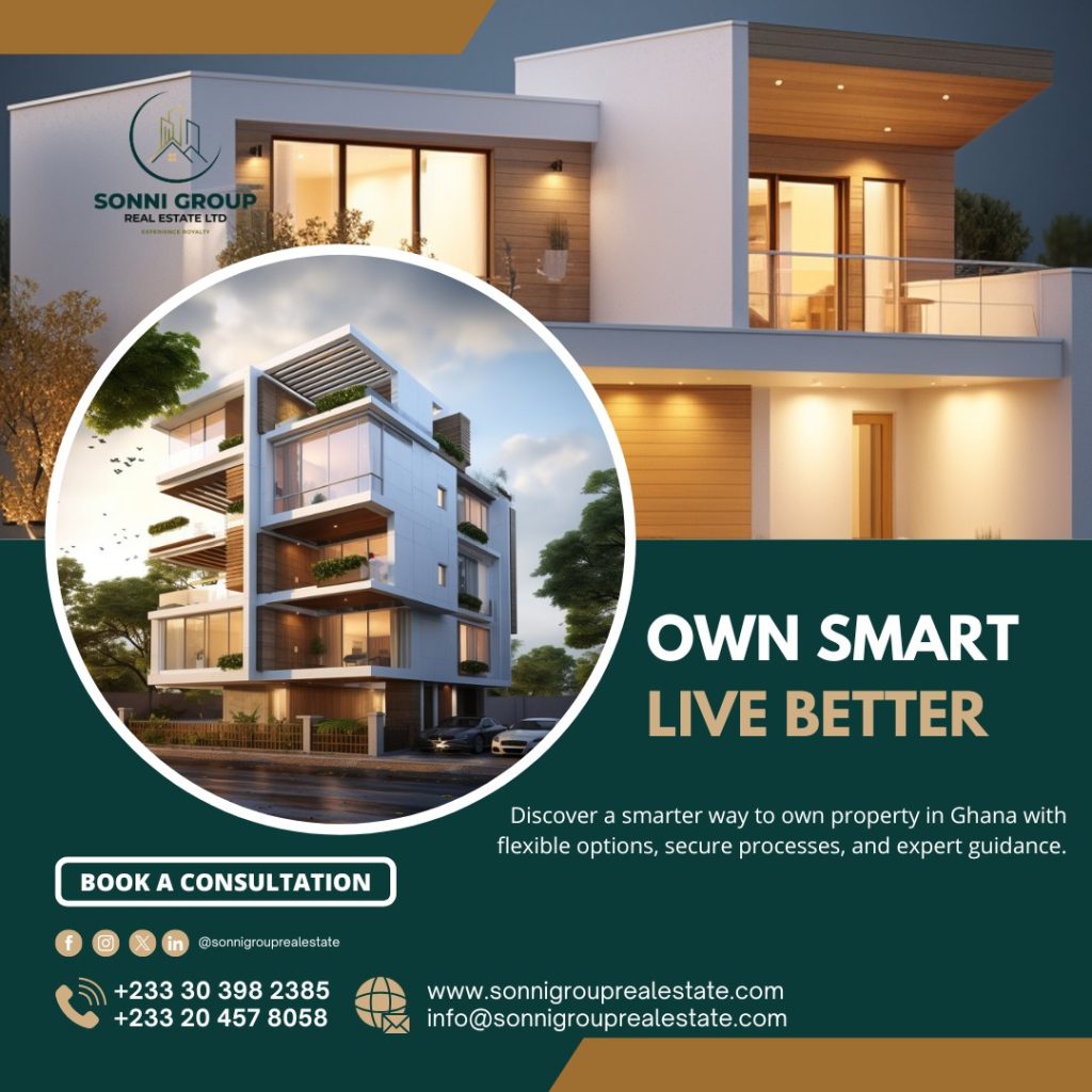 Smart home ownership Ghana with flexible property investment and secure real estate solutions by Sonni Group Real Estate Ltd